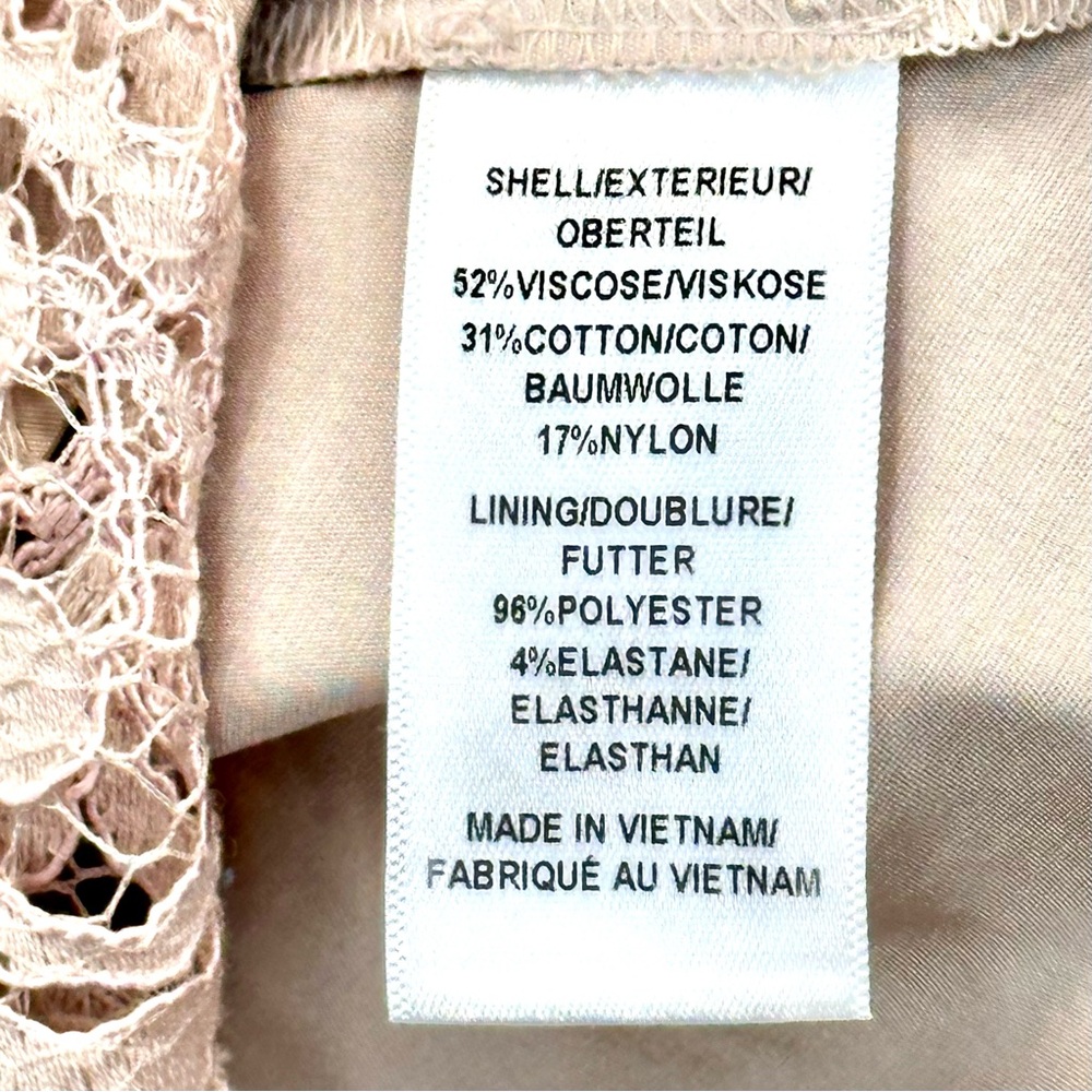 Adrianna Papell Lace Cocktail Dress Blush Beige Romantic Coquette Sleeveless 6 - Picture 15 of 16